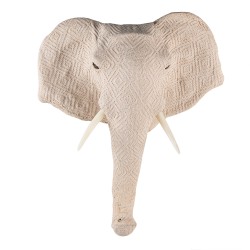 Clayre & Eef Décoration murale Éléphant 47 cm Beige Papier Fer Textile