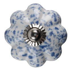 Clayre & Eef Deurknop  Ø 4 cm Blauw Wit Keramiek