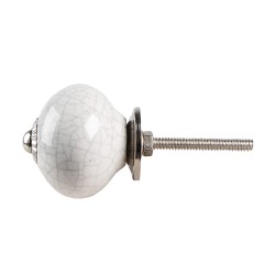 Clayre & Eef Door Knob Ø 4 cm White Ceramic Round