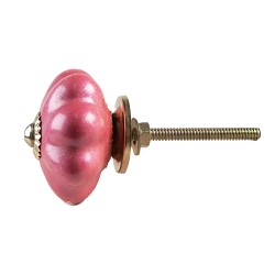 Clayre & Eef Poignée de porte Ø 4 cm Rose Céramique