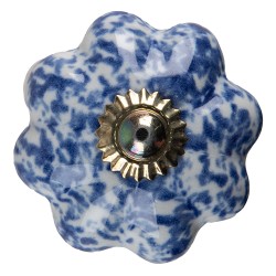 Clayre & Eef Deurknop  Ø 4 cm Blauw Wit Keramiek