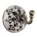 Clayre & Eef Wall Hook Ø 6 x7 cm White Black Ceramic