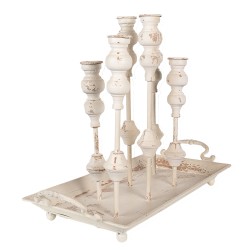 Clayre & Eef Candelabro 55x26x43 cm Bianco Metallo