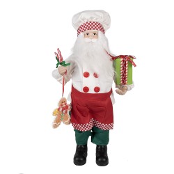 Clayre & Eef Statuetta Babbo Natale  46 cm Rosso Tessuto su plastica