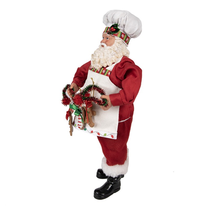 Clayre & Eef Figur Weihnachtsmann 28 cm Rot Textil auf Kunststoff