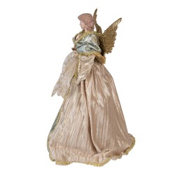 Clayre & Eef Weihnachtsdekorationsfigur Engel 43 cm Goldfarbig Textil auf Kunststoff