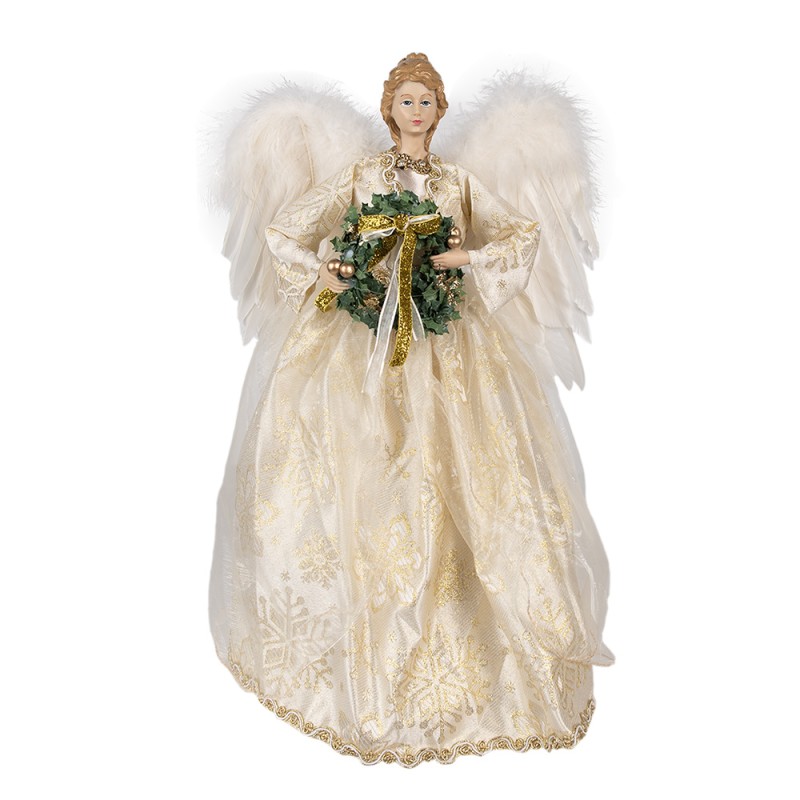 Clayre & Eef Christmas Decoration Angel 46 cm White Textile on Plastic