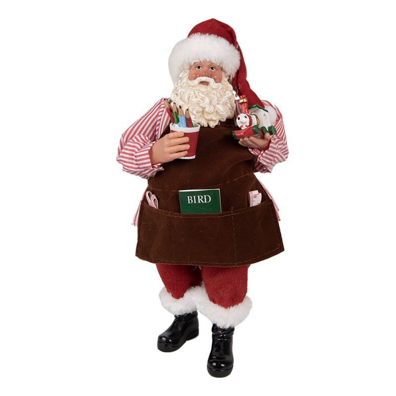 Clayre & Eef Figur Weihnachtsmann 28 cm Rot Textil auf Kunststoff