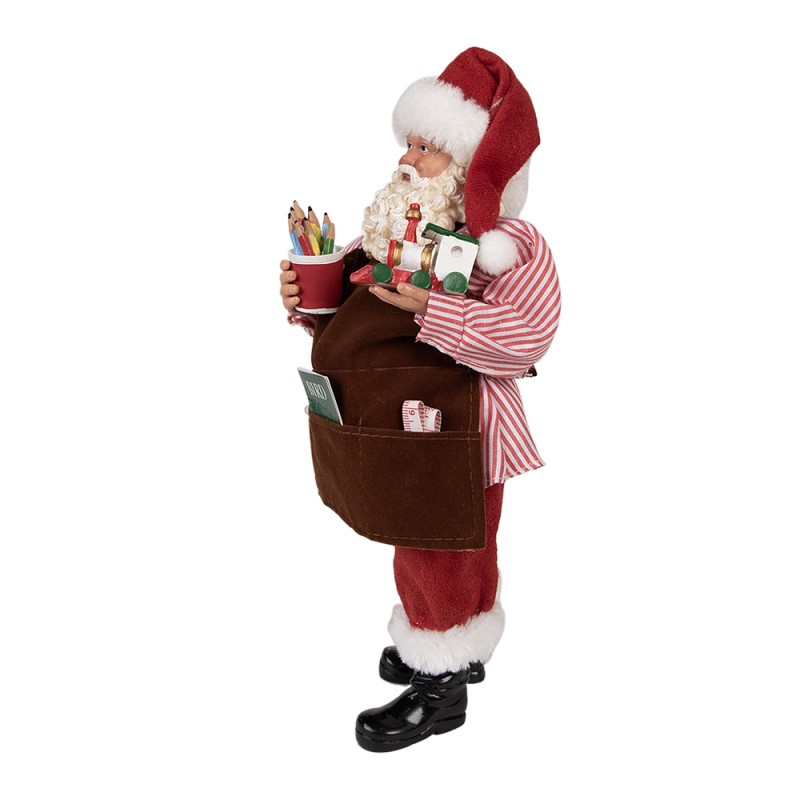 Clayre & Eef Figurine Père Noël 28 cm Rouge Textile sur plastique