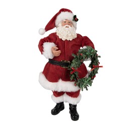 Clayre & Eef Statuetta Babbo Natale  28 cm Rosso Tessuto su plastica