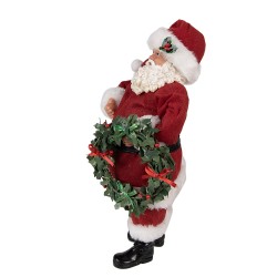 Clayre & Eef Figur Weihnachtsmann 28 cm Rot Textil auf Kunststoff