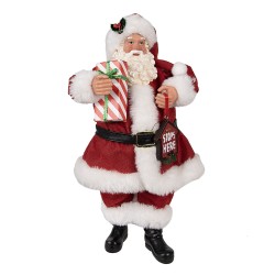 Clayre & Eef Figurine Santa Claus 28 cm Red Textile on Plastic