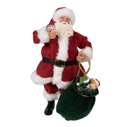 Clayre & Eef Figur Weihnachtsmann 28 cm Rot Textil auf Kunststoff