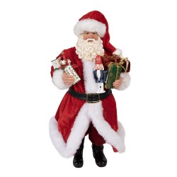 Clayre & Eef Figur Weihnachtsmann 28 cm Rot Textil auf Kunststoff