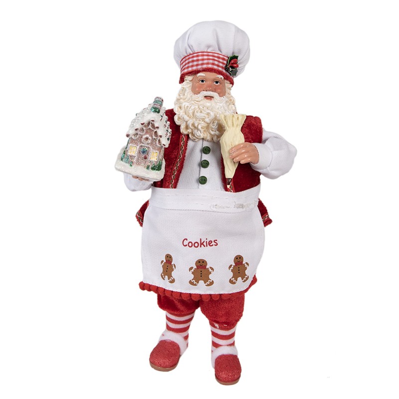 Clayre & Eef Figurine Père Noël 28 cm Rouge Textile sur plastique