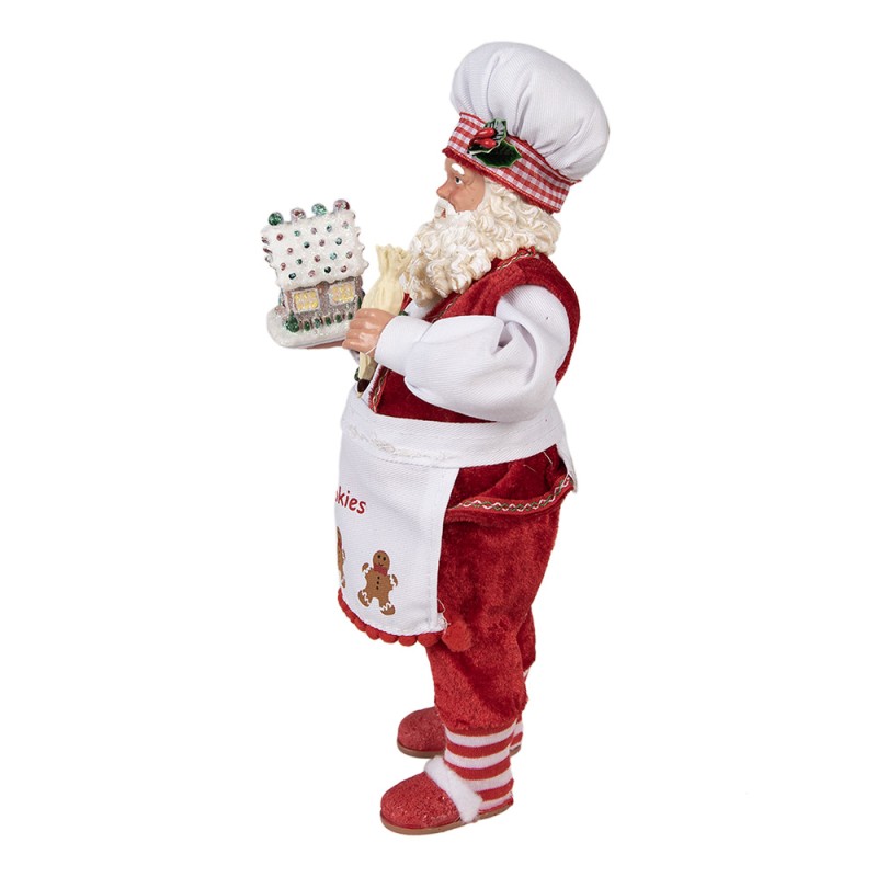 Clayre & Eef Figur Weihnachtsmann 28 cm Rot Textil auf Kunststoff