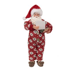 Clayre & Eef Statuetta Babbo Natale  28 cm Rosso Tessuto su plastica