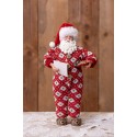 Clayre & Eef Figur Weihnachtsmann 28 cm Rot Textil auf Kunststoff