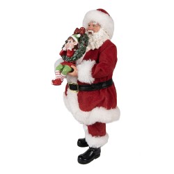 Clayre & Eef Figur Weihnachtsmann 28 cm Rot Textil auf Kunststoff