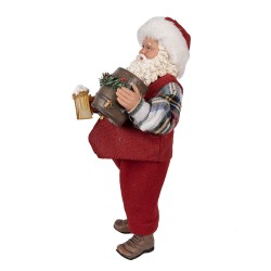 Clayre & Eef Figur Weihnachtsmann 28 cm Rot Textil auf Kunststoff