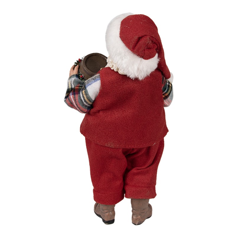 Clayre & Eef Figur Weihnachtsmann 28 cm Rot Textil auf Kunststoff