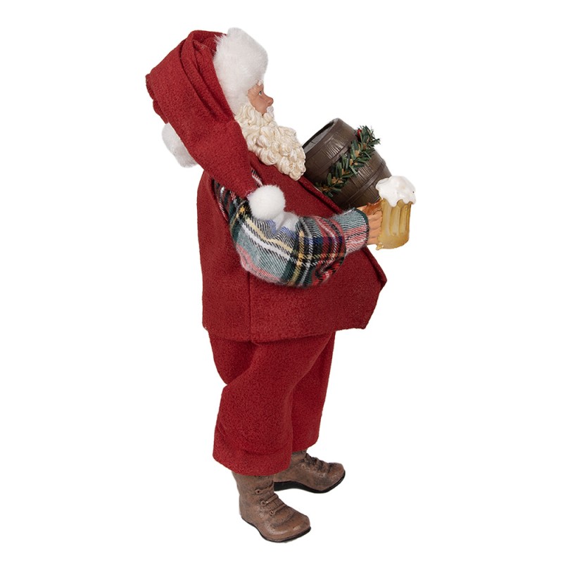 Clayre & Eef Figur Weihnachtsmann 28 cm Rot Textil auf Kunststoff