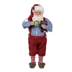 Clayre & Eef Figur Weihnachtsmann 28 cm Rot Textil auf Kunststoff