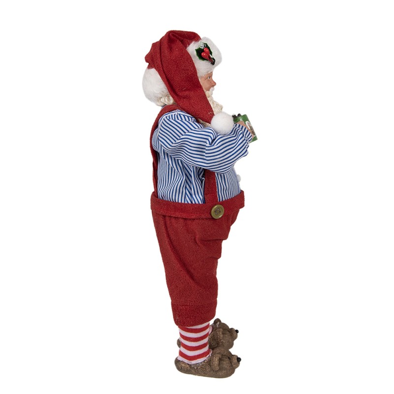 Clayre & Eef Figur Weihnachtsmann 28 cm Rot Textil auf Kunststoff