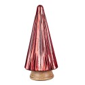 Clayre & Eef Décoration Sapin de Noël Ø 17x34 cm Rouge Bois Verre