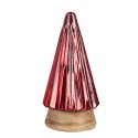 Clayre & Eef Décoration Sapin de Noël Ø 11x20 cm Rouge Bois Verre