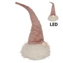 Clayre & Eef Weihnachtsdekoration mit LED-Beleuchtung Zwerg 44 cm Rosa Stoff