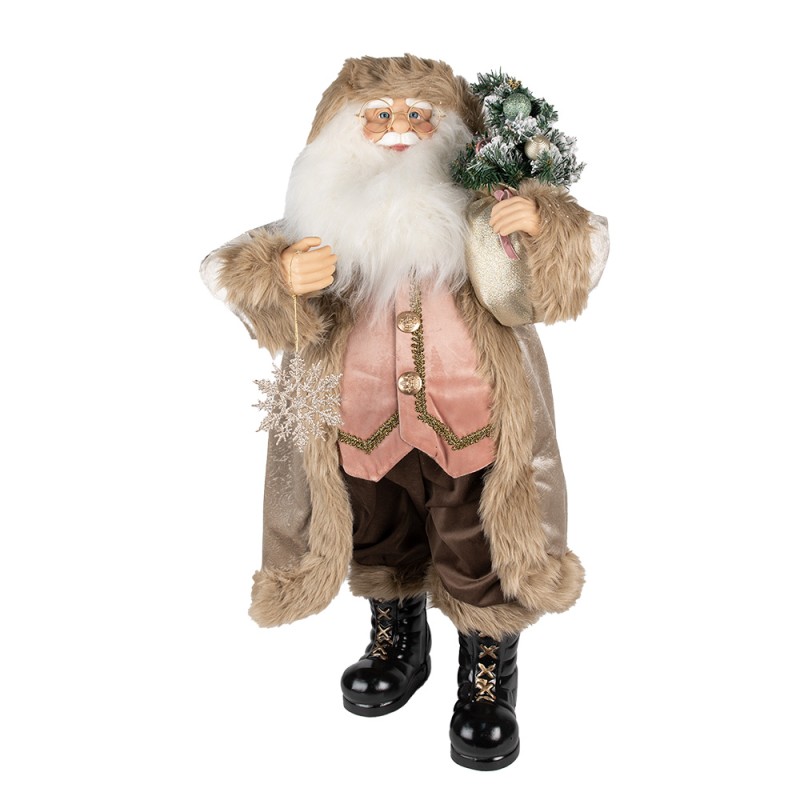 Clayre & Eef Beeld Kerstman 47 cm Beige Bruin Kunststof