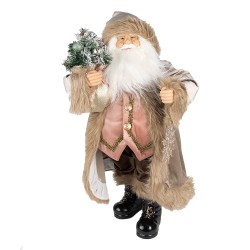 Clayre & Eef Beeld Kerstman 30 cm Beige Kunststof