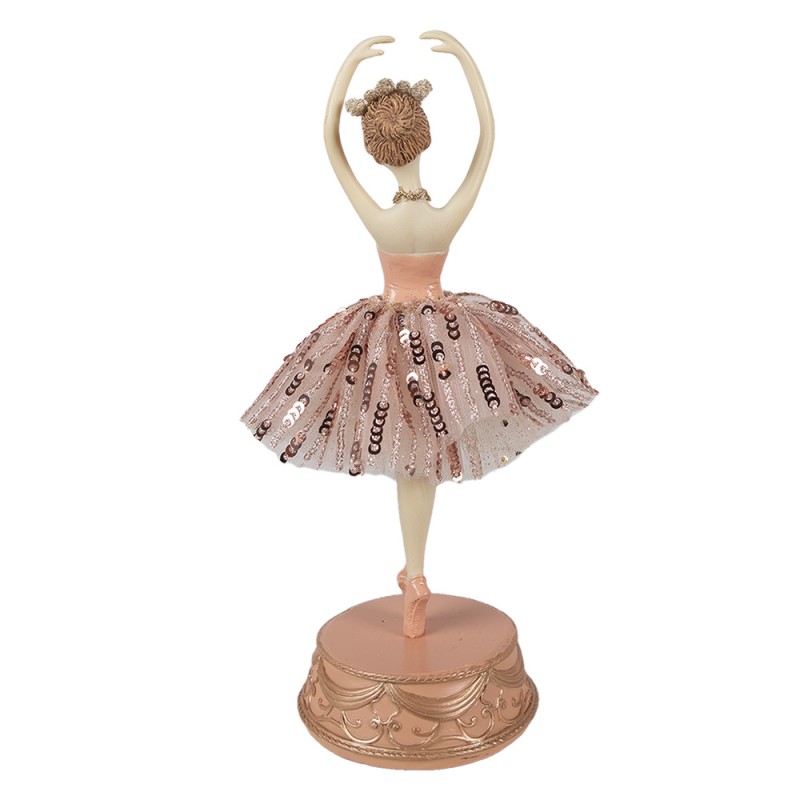 Clayre & Eef Muziekdoos Ballerina Ø 11x29 cm Roze Polyresin