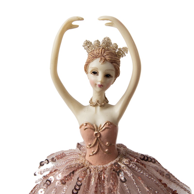 Clayre & Eef Muziekdoos Ballerina Ø 11x29 cm Roze Polyresin