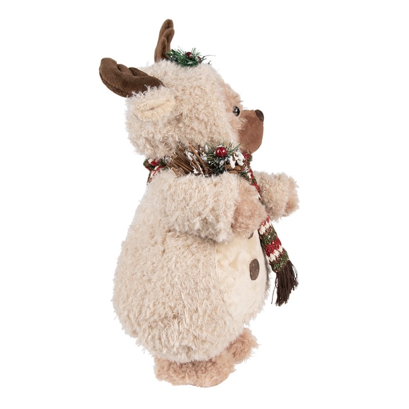 Clayre & Eef Kerstdecoratie Beer 38 cm Beige Bruin Stof