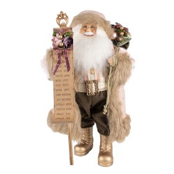 Clayre & Eef Figur Weihnachtsmann 47 cm Rosa Goldfarbig Kunststoff