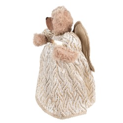 Clayre & Eef Kerstdecoratie Beer 40 cm Beige Goudkleurig Stof