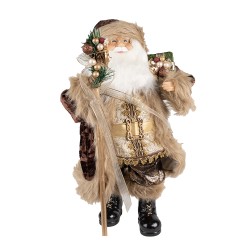 Clayre & Eef Beeld Kerstman 47 cm Bruin Beige Kunststof