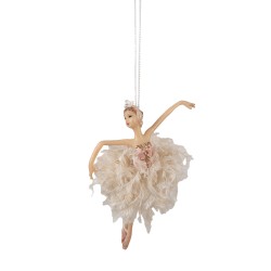 Clayre & Eef Christmas Ornament Ballerina 15 cm Pink Beige Polyresin