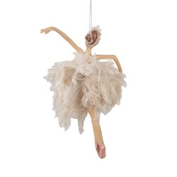 Clayre & Eef Weihnachtsanhänger Ballerina 15 cm Rosa Beige Polyresin