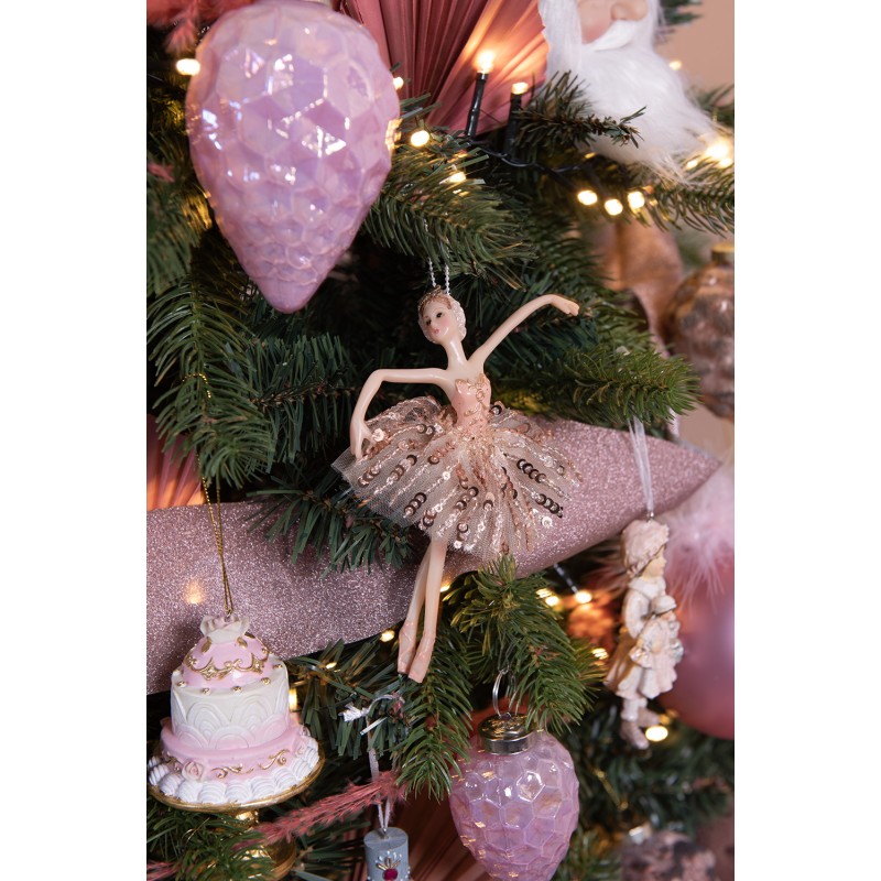 Clayre & Eef Christmas Ornament Ballerina 15 cm Pink Polyresin