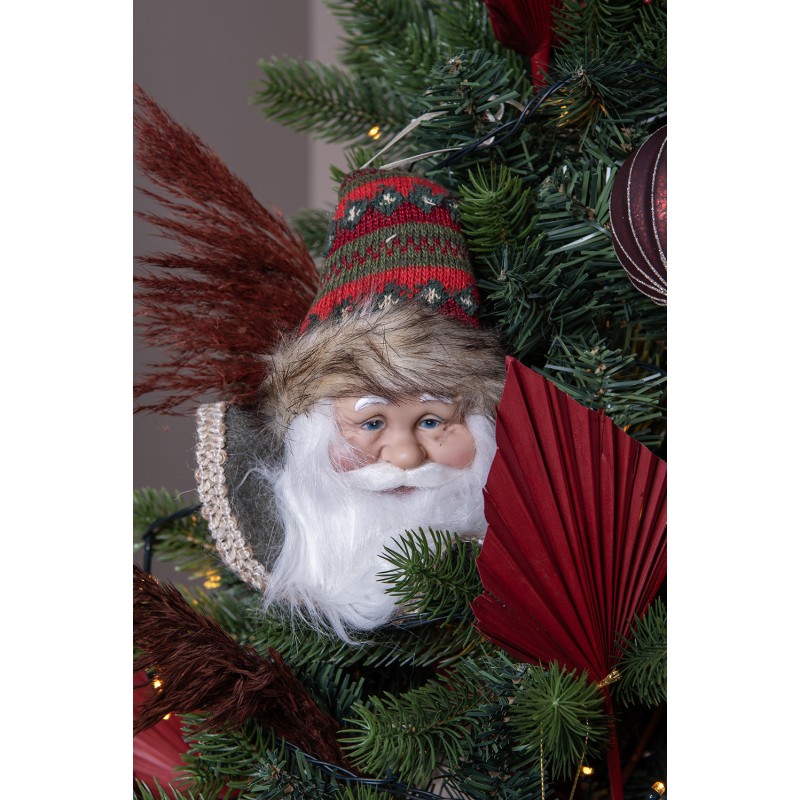 Clayre & Eef Pendant Santa Claus 10x9x28 cm Red Plastic