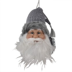 Clayre & Eef Pendant Santa Claus 10x9x28 cm Grey Plastic