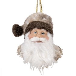 Clayre & Eef Pendant Santa Claus 10x9x28 cm Brown Plastic