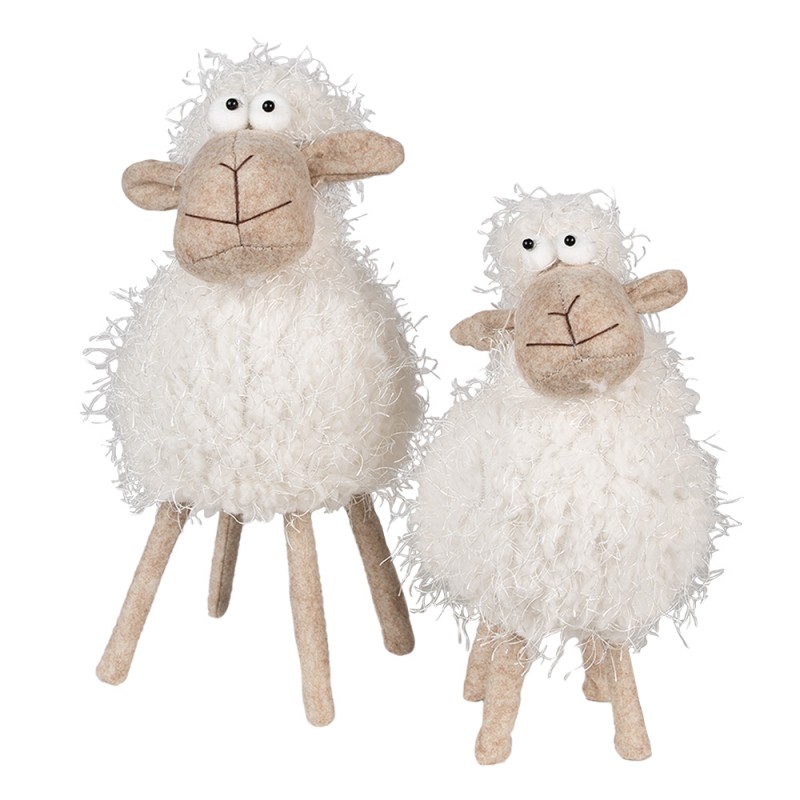 Clayre & Eef Beeld Schaap 30 cm Wit Kunststof