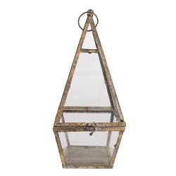 Clayre & Eef Lantern 19x19x45 cm Brown Metal Glass