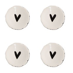 Clayre & Eef Door Knob Set of 4 Ø 4 cm Beige Ceramic Heart