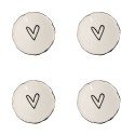 Clayre & Eef Poignée de porte set de 4 Ø 4 cm Beige Céramique Coeur