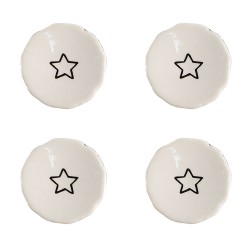 Clayre & Eef Door Knob Set of 4 Ø 4 cm Beige Ceramic Star